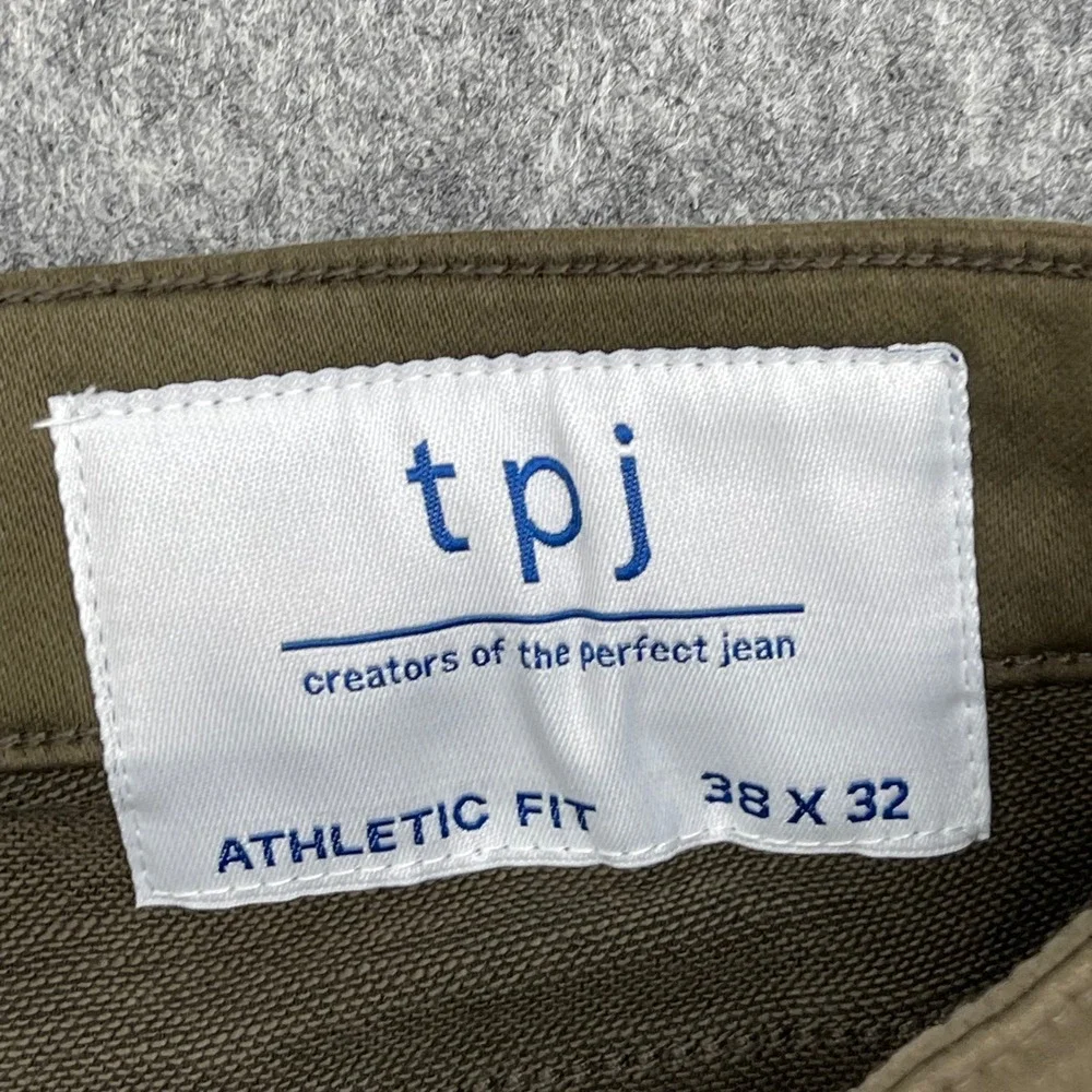 TPJ Pants Mens 38X32 Athletic Fit Leg Stretch Olive Green